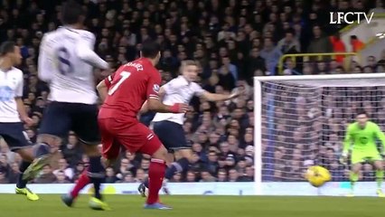 Luis Suarez scores against Tottenham Hotspur. Was this your favourite #LFC performance against Spurs?