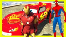 Funny Iron Man & Spiderman - Super Car (Red BATMOBILE) + McQueen Drive. Kids Songs & Nursery Rhymes