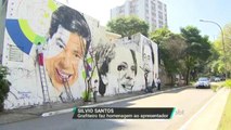 Grafiteiro faz mural em homenagem a Silvio Santos