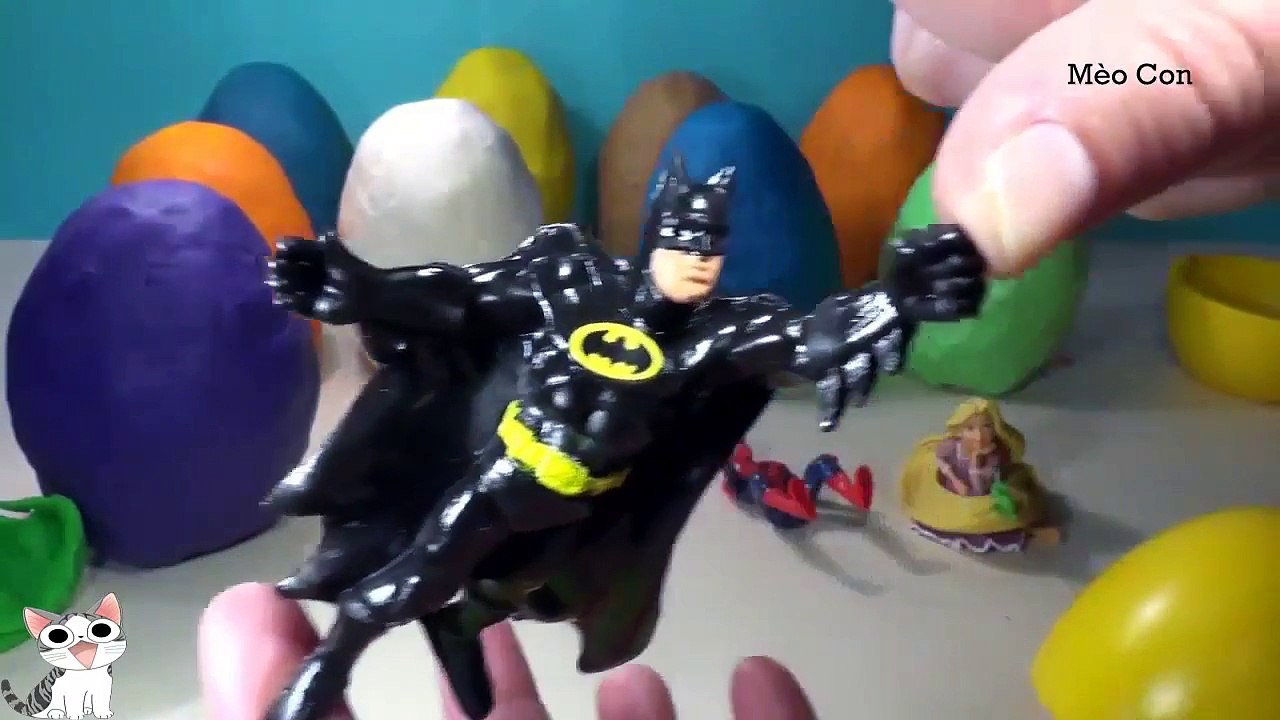 Bóc trứng đất nặn Play-doh, người nhện, công chúa tóc mây, người dơi, nàng tiên tinker bell