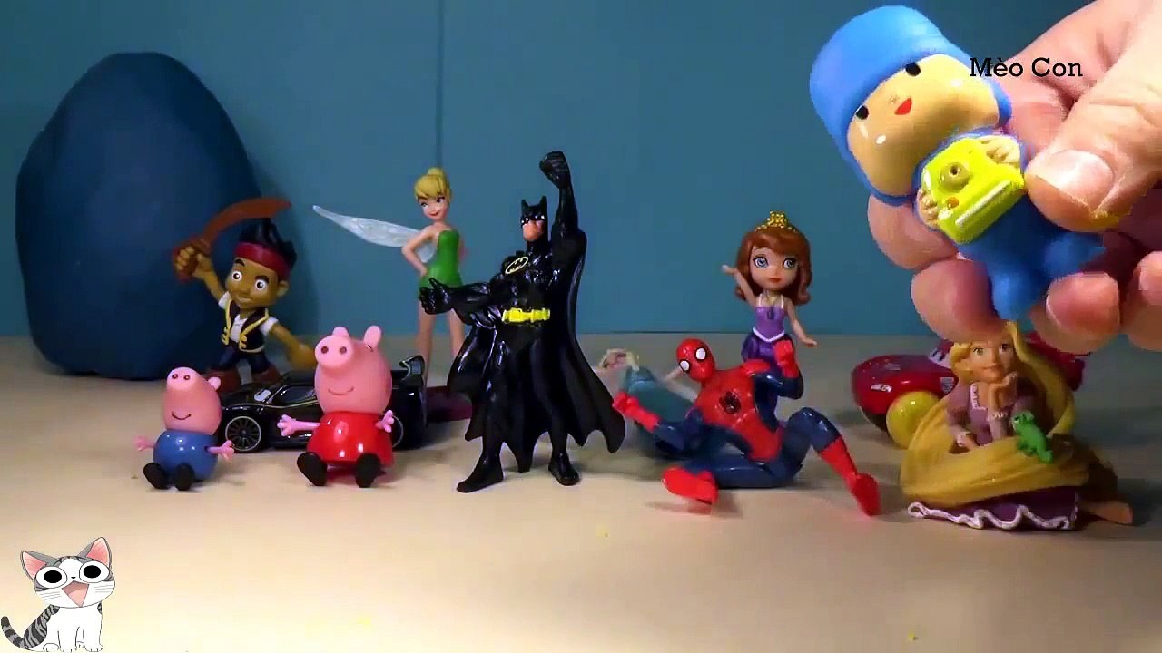 Bóc trứng đất nặn Play-doh, người nhện, công chúa tóc mây, người dơi, nàng tiên tinker bell 2016