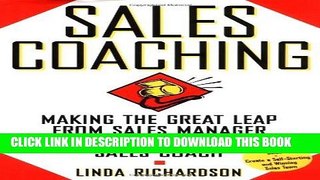 New Book Sales Coaching: Making the Great Leap from Sales Manager to Sales Coach