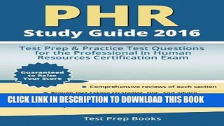 New Book PHR Study Guide 2016: Test Prep   Practice Test Questions for the Professional in Human