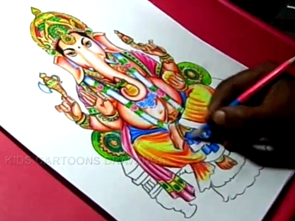 How to Draw Hindu God Lord GANESHA Drawing Step by Step for Kids