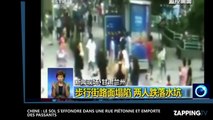 Chine : Le sol s'effondre dans une rue piétonne et emporte des passants