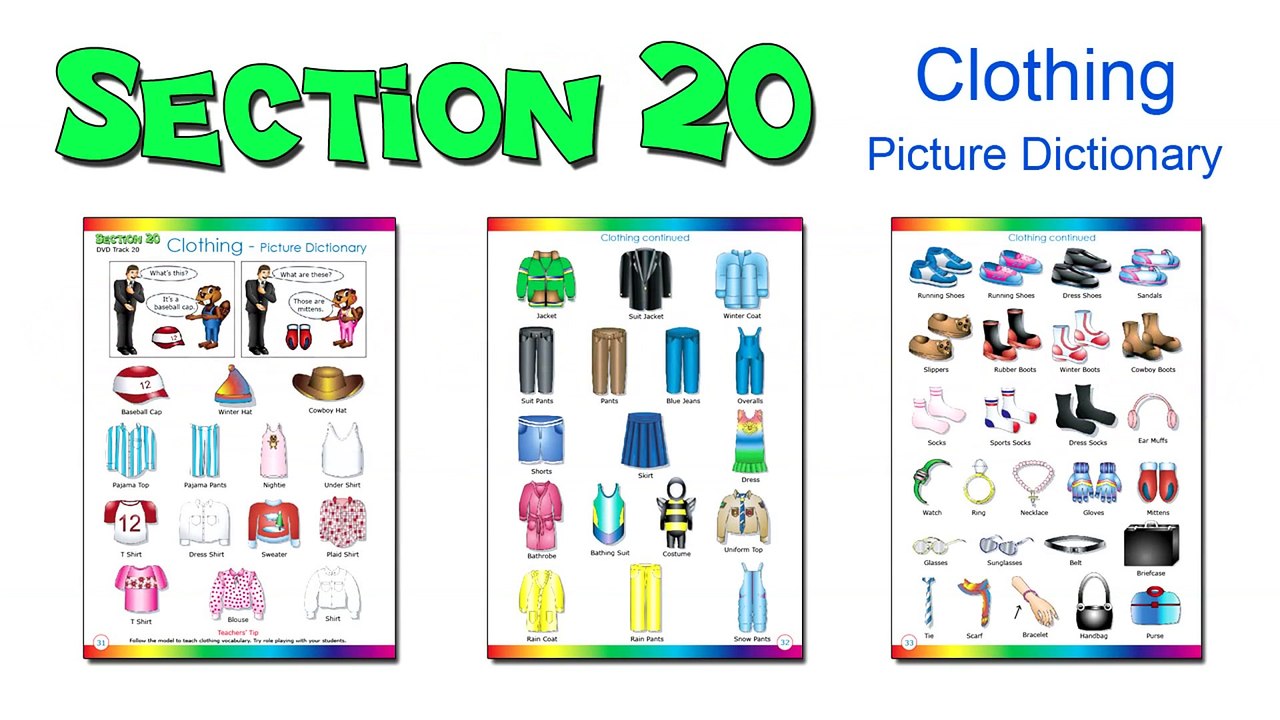 Clothing Lesson Teach Names of Clothes, Kids Learn English, ESL, EFL