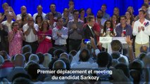 Premier déplacement et meeting du candidat Sarkozy