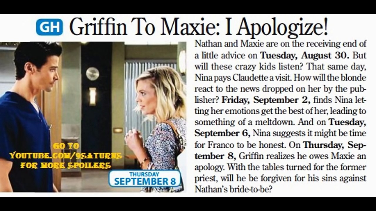 GH SPOILERS Maxie Nathan Griffin Claudette Nina Franco General Hospital Promo Preview 8-29-16