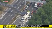 Aerial footage shows extent of chaos after M20 bridge collapse