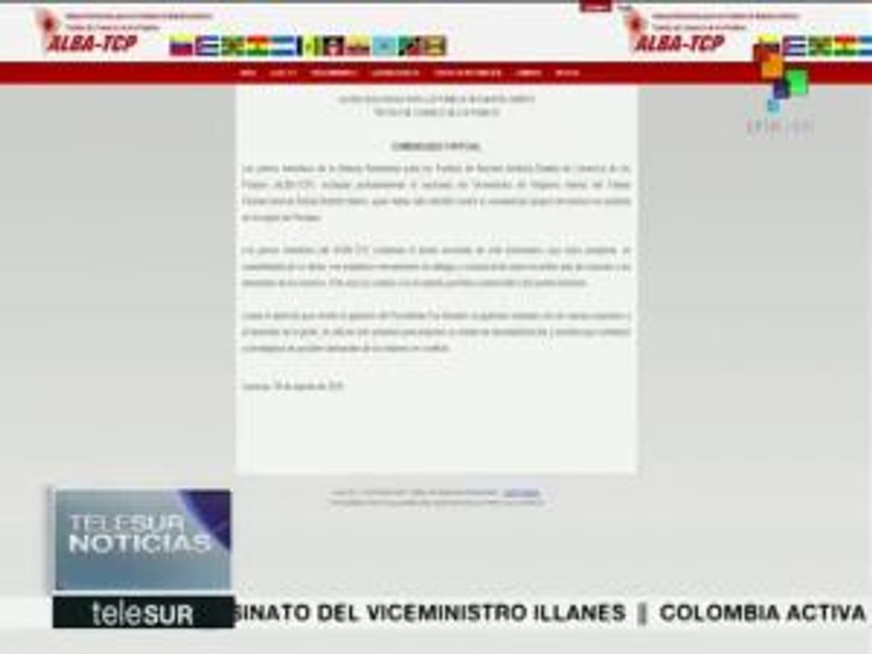 ALBA-TCP condena asesinato de viceministro boliviano