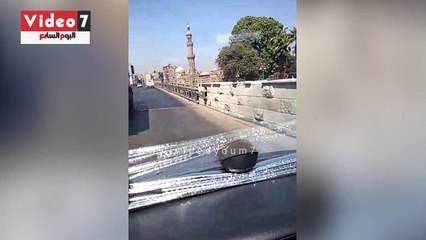 سيارة نقل بترول تخالف القواعد وتسير أعلى كوبرى السيدة عائشة