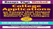 Collection Book Essays That Worked for College Applications: 50 Essays that Helped Students Get
