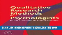 [PDF] Qualitative Research Methods for Psychologists: Introduction through Empirical Studies