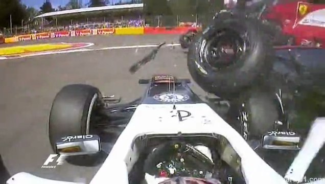F1 Belgium 2012 Start Massive Crash Onboards