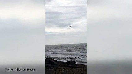 Rescue helicopter & lifeboats spotted out on Camber Sands