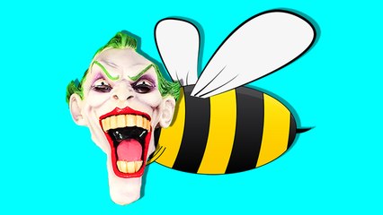 Joker Becomes Bee w Spiderman Rapunzel Hulk