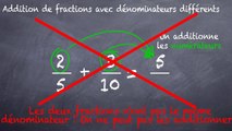 5ème Les fractions Addition avec dénominateurs différents 1