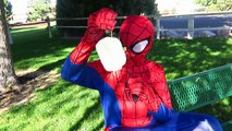  Spiderman & Frozen Elsa vs JOKER POISON CANDY PRANK! Pink Spidergirl, Batman, Superman & Candy