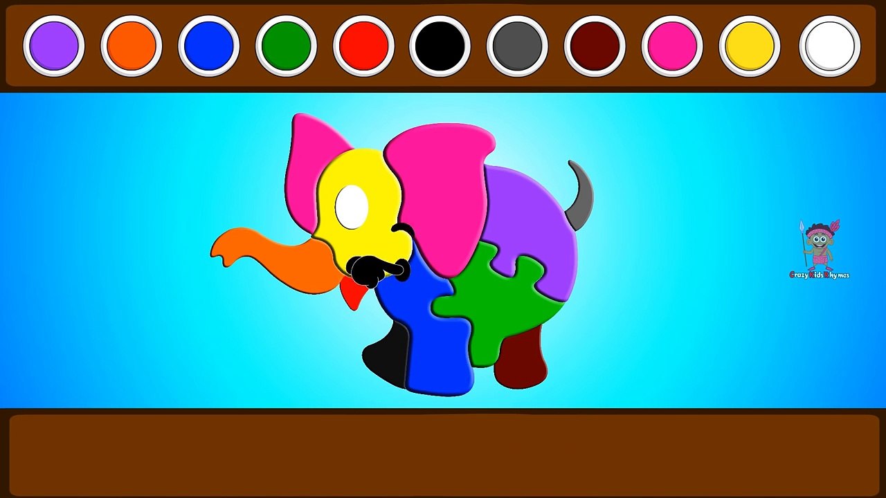 Learn Colours with Cute Elephant Puzzle Game | Learning Colors For Children Kids Toddlers