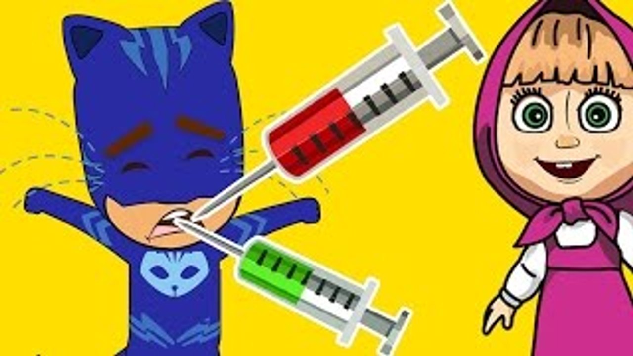 Masha And The Bear with PJ Masks Catboy Gekko Owlette Crying in Doctor ...
