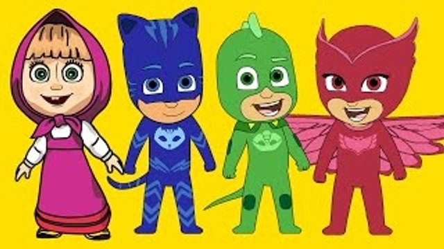 Masha And The Bear with PJ Masks Catboy Gekko Owlette parody - Masha And The Bear Videos