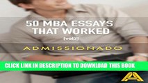 New Book 50 MBA Essays That Worked, Volume 3