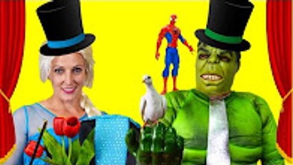 Spiderman vs Frozen Elsa vs Hulk Superhero Magic Show - Fun Superheroes Movie In Real Life