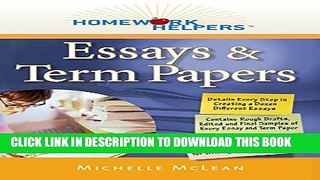 New Book Homework Helpers: Essays   Term Papers (Homework Helpers (Career Press))