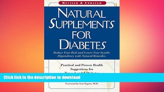 FAVORITE BOOK  Natural Supplements for Diabetes: Practical and Proven Health Suggestions for