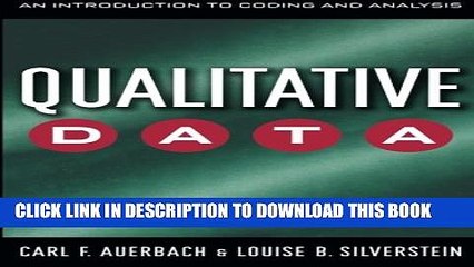 New Book Qualitative Data: An Introduction to Coding and Analysis (Qualitative Studies in