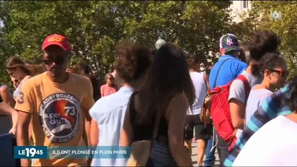 Les parisiens se jettent dans l'eau pour la première fois hier après-midi - Regardez