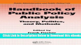 [Reads] Handbook of Public Policy Analysis: Theory, Politics, and Methods (Public Administration