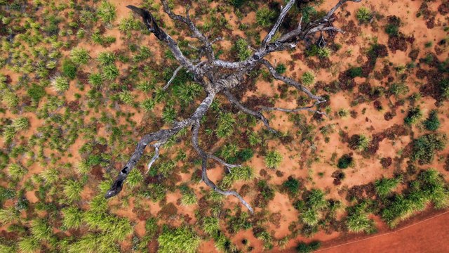 Vue de Drone de l'Ayers Rock plus grand rocher du monde en Australie