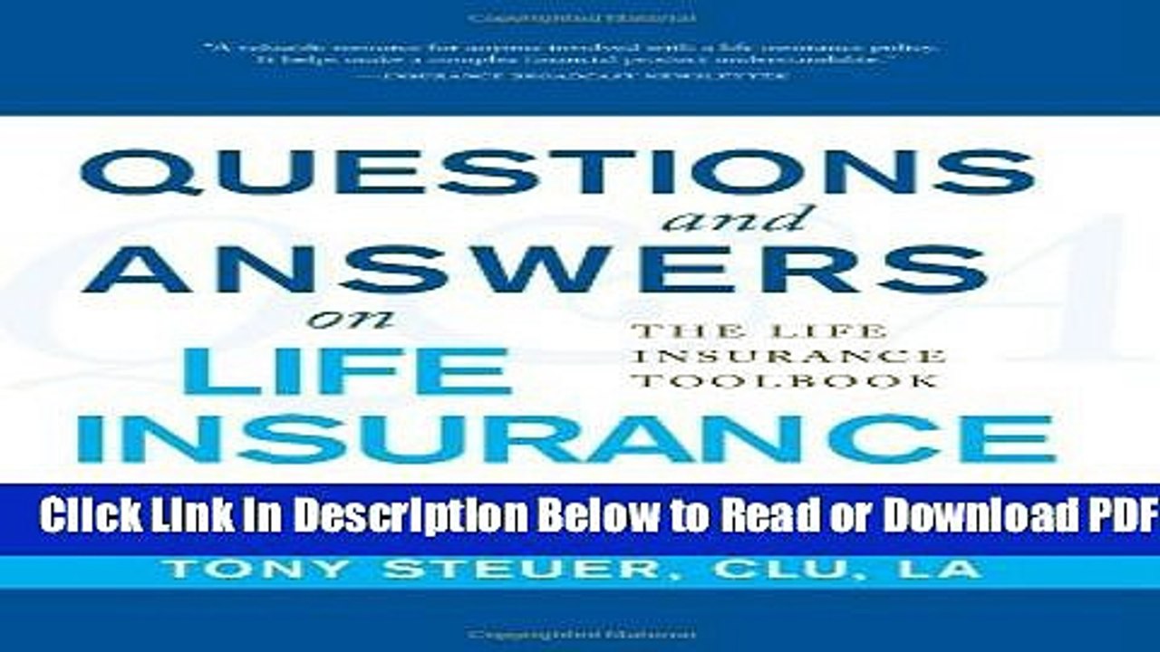 [Get] Questions and Answers on Life Insurance: The Life Insurance Toolbook Free Online