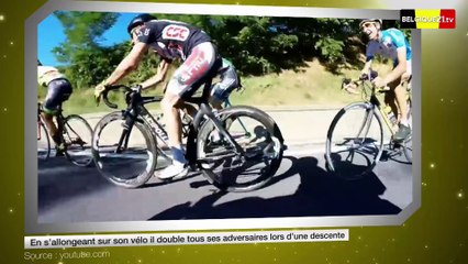 Il double ses adversaires en s’allongeant sur son vélo