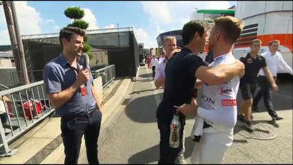 C4F1: Jenson Button wishing Mark Webber a Happy Birthday (2016 Belgian Grand Prix)