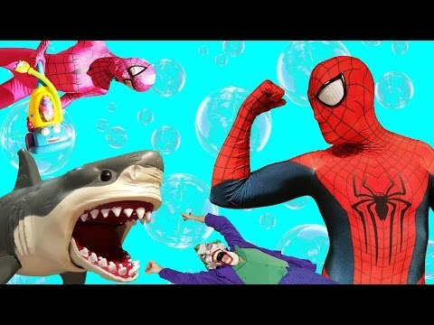 Spiderman Vs Joker Vs SHARK w Frozen Elsa Spidergirl Batman Superman Superhero Fun Compilation IRL