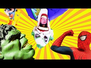 Spiderman Vs Hulk Vs Joker w Spidergirl Frozen Elsa Venom Real Life Superhero Movie Compilation