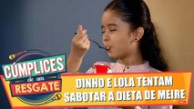 Dinho e Lola tentam sabotar a dieta de Meire