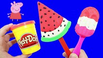 Play Doh Colorful Lollipop! - Make ice cream watermelon playdoh for peppa pig toys