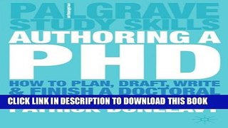 New Book Authoring a PhD Thesis: How to Plan, Draft, Write and Finish a Doctoral Dissertation