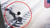 Hero cop saves man from oncoming train in New Jersey