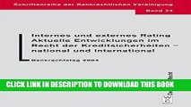 [PDF] Internes Und Externes Rating. Aktuelle Entwicklungen Im Recht Der Kreditsicherheiten -