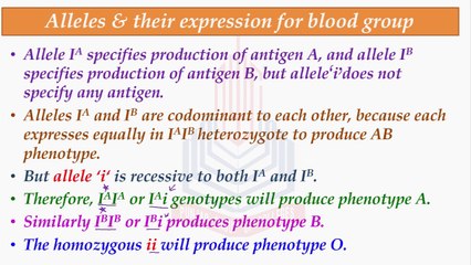 Alleles & their Expression for Blood Group