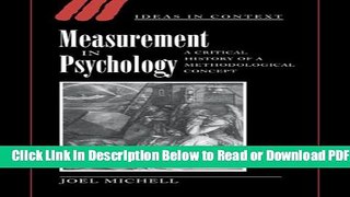 [PDF] Measurement in Psychology: A Critical History of a Methodological Concept (Ideas in Context)