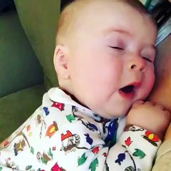 Cute baby says  oh no  after sneezing