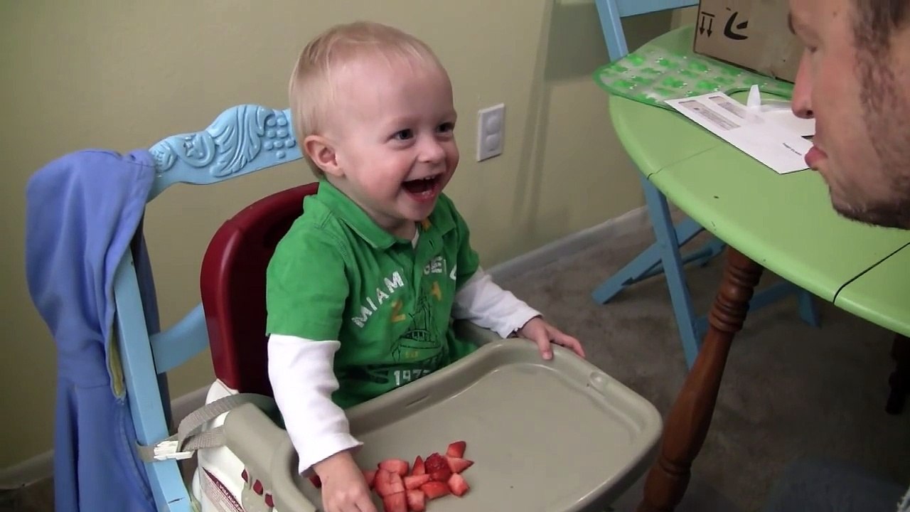 Baby Micah Laughing Hysterically Feeding Daddy