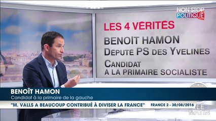 Benoît Hamon accuse Manuel Valls de "diviser le pays"