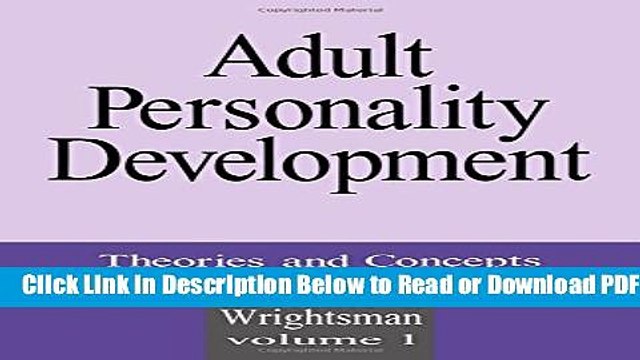 [Get] Adult Personality Development: Volume 1: Theories and Concepts Popular New
