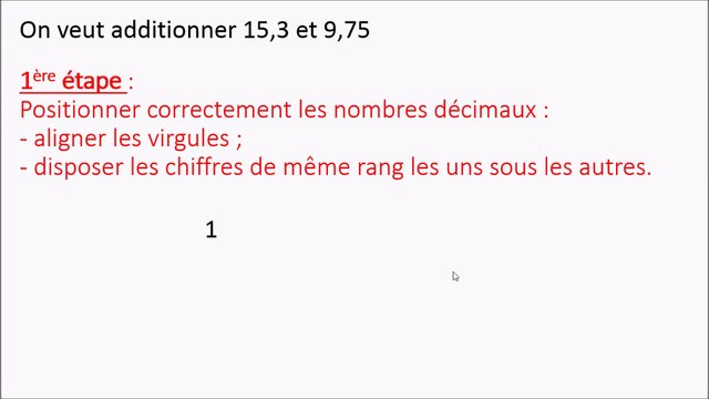 6ème Les opérations Additions et soustractions de nombres décimaux